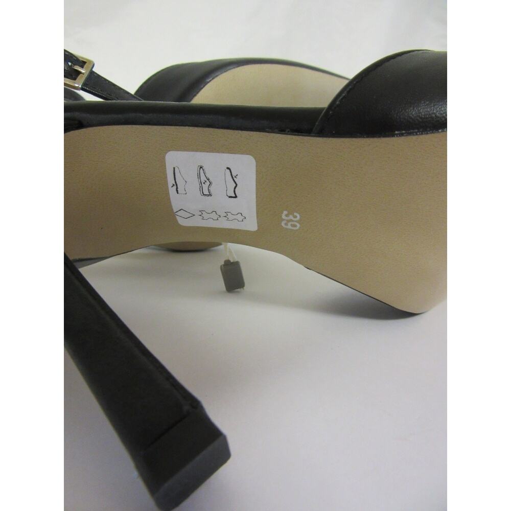 FORMENTINI Black T-Strap Pointed Toe 39 Leather Stiletto Heel Italy Shoes - Picture 8 of 9
